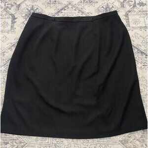 Kathie Lee Womens Black Plus Size 24W Skirt Below The Knee Zip Elastic Waist